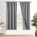 XWZO Complete Blackout Window Curtain Panels with Tiebacks- Rod Pocket Noise Reduction and Light Blocking Grommet Curtains with Black Liner for Studio, Basement Room, Grey, W52 x L54, Set of 2 by TinyTreasures Baby Boutique
