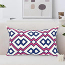 Alysheer Embroidered Lumbar Decorative Throw Pillow Cover 12"x 20", Classic Boho Geometric Embroidery Pattern Cotton Rectangular Cushion Case for Sofa Couch Living Room Bedroom(Blue Pink) by CozyNest Decor