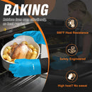 Walfos Silicone BBQ Gloves - Heat Resistant Grilling Gloves, Premium Non-Slip Kitchen Silicone Oven Mitt with Protective Cotton Layer Inside, Waterproof, Great for Grilling, Kitchen and Cooking, Blue by GreenHaven Gardens