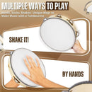 Flexzion Wood Handheld Tambourine 8" Inch Single Row 5 Pair Jingles (2 Pack, Wood) - Hand Held Percussion Drum Moon Musical Tambourine with Ergonomic Handle Grip by TinyTreasures Baby Boutique
