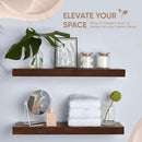 Homeforia 24inch Walnut Floating Shelves for Wall, High End Solid Real Wood 24in Floating Shelf for Bathroom, Dark Brown 24 inch Long Floating Shelves, Heavy Duty Bracket, 24 X 6.5 X 1.75 in, Set of 3 by CozyNest Decor