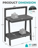 SERWALL Potting Bench Outdoor with Storage Set of 2, 3-Tier HDPE Gardening Table with Angled Legs & Tool Hooks, All-Weather Heavy Duty Potting Table for Patio, Backyard, Garden, Gray by GreenHaven Gardens