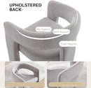 Grey Chenille Dining Chairs Set of 2, Modern Barrel Dining Room Chairs Upholstered Faux Fur Accent Chair with Arms and Round Back for Living Room Kitchen Armchair No Assembly Needed by CozyNest Decor