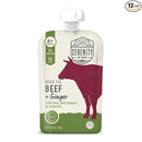 Serenity Kids 6+ Month Organic Beef & Veggie Baby Food Pouches - Grass-Fed Beef with Organic Pea, Bell Pepper & Broccoli - BPA-Free Baby Puree Pouch - 3.5 Oz, 12 Pack by TinyTreasures Baby Boutique
