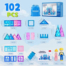 102PCS Ice Castle Magnetic Tiles, 3D Building Blocks STEM Educational Kids Toys for Pretend Play, 3 4 5 6 7 8 Year Old Birthday Gifts for Boys and Girls, Preschool Learning Toys for Birthday by TinyTreasures Baby Boutique
