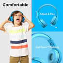 LilGadgets Connect+ Pro Wired Kids Headphones for School w/Microphone, Volume Limiting & Noise Reduction Over-Ear Headset with Cord, SharePort Technology & SoftTouch Padding, Blue Headphones for Kids by TinyTreasures Baby Boutique