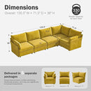 135.5" Oversized Modular Sectional Sofa, L Shaped Convertible Couch with Movable Ottoman, 5 Seat Corner Couches for Living Room Deep Seat Yellow Chenille by CozyNest Decor