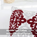 HWY 50 Burgundy Red Decorative Throw Pillow Covers 18x18 Inch (1 Piece), Embroidered Cotton Farmhouse Cushion Cover Pillow Case for Sofa Couch Living Room Bed Bedroon, Floral Geometric by CozyNest Decor