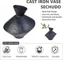 Cast Iron Decorative Vase, Dried Flower Rustic Vases, Wabi Sabi Vase for Modern Home Decor, Living Room, Shelf Decor, Enterway, Wedding, Office, Table, Bedroom, Kitchen, 8.86" H (Black) by CozyNest Decor