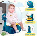 Potty Seat Baby Training Chair Boys Girls Toddler Dinosaur Comfortable children 1-5 years old Baby toilet Animal seat with lid back potty trainer (blue) by TinyTreasures Baby Boutique