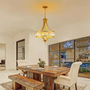 Modern Gold Crystal Chandelier, 20 Inch Large Ceiling Pendant Light Fixture with 50'' Adjustable Hanging Chain, 5-Light Farmhouse Chandelier for Dining Room, Living Room, Bedroom, Entryway by CozyNest Decor