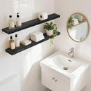 Floating Wall Shelves 2-Pack - 36-Inch Rustic Black Wooden Shelves for Storage and Décor, Easy Installation for Living Room, Bedroom, and Kitchen by CozyNest Decor