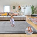 Large Thick 1.3" Thick Baby Play Mat for Floor, Padded Foam 79x71 Playpen Mat for Tummy Time, Soft Velvet for Babies, Toddlers, Infants, Kids, Baby-Safe & Non-Slip for Crawling, Gray by TinyTreasures Baby Boutique