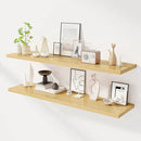 55" Floating Shelves for Wall, 12" Deep Slim Oak Floating Shelves, Wall-Mounted Shelves for Bedroom, Living Room, Kitchen, Bathroom - Set of 2 by CozyNest Decor