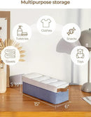 StorageWorks Narrow Storage Bins, Small Basket for Closet and Shelves, Fabric Organizer with Handles, Toilet Paper Storage, Blue and White, 2-Pack by CozyNest Decor