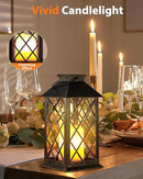 Otdair Solar Lanterns Outdoor Waterproof, 2 Pack 14" Solar Lantern with Glass Retro LED Flickering Flameless Candle,Lanterns Decorative Outdoor for Gift, Yard, Garden, Patio, Balcony,Porch, Party by CozyNest Decor