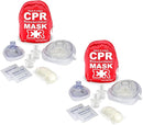 Ever Ready First Aid Adult and Infant CPR Mask Combo Kit with 2 Valves with Pair of Vinyl Gloves & 2 Alcohol Prep Pads - Red (2) by TinyTreasures Baby Boutique