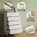 WLIVE 5 Drawer Dresser for Bedroom, Tall Wood Dresser, White Dressers Storage Organizer with Sturdy Metal Handle, Chest of Drawers for Living Room, Hallway, Closet by CozyNest Decor