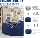 3FT Bean Bag Chair, Comfy Bean Bag Chairs with Memory Foam Filled, Fluffy Beanbag Sofa with Dutch Velvet Cover, Round BeanBag Chairs for Living Room, Playroom - Blue by TinyTreasures Baby Boutique