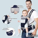 Baby Carrier Ergonomic Infant Carrier with Hip Seat Kangaroo Bag Soft Baby Carrier Newborn to Toddler 7-45lbs Front and Back Baby Holder Carrier for Men Dad Mom (Blue) by TinyTreasures Baby Boutique