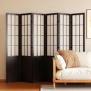 Room Divider, 66.9Inch Tall Japanese Shoji Style Folding Wood Screen with Double Hinges for Home Office Bedroom Hotel Decoration (6Panels, Black) by CozyNest Decor