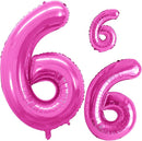 GOER Hot Pink Foil Balloons Number 6,Huge Number Balloons for 6th Birthday Party Supplies Anniversary Decorations(3 pcs,42 inch,32 inc,16inch) by TinyTreasures Baby Boutique