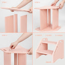 AMBIRD Wooden Step Stool, Two Step Stools Toddler 300 lbs Capacity with Safety Non-Slip Pads and Handles, Bamboo Step Stool for Bathroom, Kitchen Dual Height Step Stools for Kids (Pink) by TinyTreasures Baby Boutique