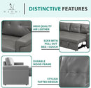 Naomi Home L-Shaped Reversible Sectional Sofa with Pull-Out Sleeper Bed and Storage Chaise, Gray Air Leather by CozyNest Decor