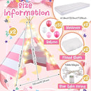 2 Pack Kids Teepee Tent with Mattress,Fitted Sheet,Light String,Washable Natural Cotton Toddler Play Tent for Girls Boys Indoor Outdoor Sleepover Slumber Birthday Party(Pink and White) by TinyTreasures Baby Boutique