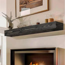 48x8x5 Fireplace Mantel - Handcrafted Hollow Rustic Solid Wood Wall Mounted Floating Shelf with Invisible Heavy Duty Wood Bracket (Weathered Black)