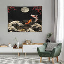 Houselerax Koi Fish Tapestry, Japanese Style Yin Yang Big Wave Cherry Blossom Tapestries Wall Hanging for Bedroom Living Room Office Decor 40"x30" by CozyNest Decor