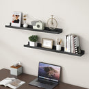 Picture Ledge Shelf for Wall, 36 inch Solid Pine Wood Nursery Book Shelves 2 Packs, Floating Ledge Shelves for Kids' Room Bedroom Bathroom Living Room Photo Frames Office Nursey Wall Decor, Black by TinyTreasures Baby Boutique