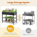 KING BIRD Raised Garden Bed with Legs & Double-Layer Storage Shelf, Galvanized Elevated Planter Box with Lockable Wheels for Backyard, Patio, Balcony, 400lb Capacity, Black, 48x24x38 in by GreenHaven Gardens