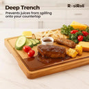 Acacia Wood Cutting Board for Kitchen - 1 inch Thick FSC Certified Wood Charcuterie Cheese Board with Side Handles and Juice Grooves, Wooden Chopping Block for Meat and Veggies, 17x12 inch by CozyNest Decor