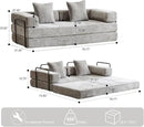 Convertible Sleeper Sofa Bed, Compression Folding Sofa with Pillow, No Assembly Required, Shape Frame, Floor Sofas Lounge Couchs for Living Room, Bedroom, Small Spaces(Chenille, 77''W, Light Grey) by CozyNest Decor