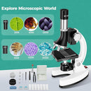 2400X Kids Microscope Science Kit - Handheld Microscope for Kids with Prepared Slides Metal Body LED Light Carrying Box Educational Compound Toy Set for Children Ages 8-12 5 Year Old Boys & Girls Gift by TinyTreasures Baby Boutique