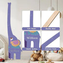 Personalized Name Growth Chart for Kids, Elephant Patchwork Wooden Height Chart for Wall Decor, Custom Height Ruler, Baby Boy Girl Measurement Ruler for Bedroom Playroom, Easy to Mark by CozyNest Decor