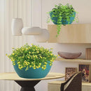 WOUSIWER 13 inch 2 Pack Large Hanging Planters for Indoor Outdoor Plants with Drainage Holes and Chain, Round Hanging Flower Pots for Garden Home Porch Decor, Myrtle Green by CozyNest Decor