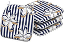 Indoor/Outdoor Chair Cushions 16x17 Inch, Patio Chair Cushions with Ties, All Weather Seat Cushions for Patio Furniture Home Garden Chair Use, Set of 4, Clemens Cabana Navy by GreenHaven Gardens