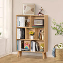 LEYAOYAO Wooden 7 Cube Book Shelf, Natural 3 Tier Bookshelf with Legs, Modern Open Storage Organizer,Boho Bookcase,Display Cabinet Shelf Free Standing Bookshelves for Bedroom,Living Room,Office by CozyNest Decor