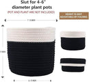 6.5 inch Planter Baskets for Indoor Planters Cotton Rope Flower Plant Pots Cover,Woven Storage Baskets for Crafts,Organization Modern Home Decor H6 3/4" x W6 1/2" Black&White by CozyNest Decor