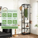 IBUYKE Coat Rack with Shelves, Freestanding Hall Tree with 3 Shelves and 8 Hooks, Industrial Clothes Stand for Entryway, Hallway, Bedroom, Black UTMJ088B by CozyNest Decor