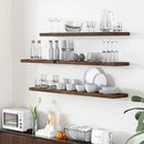 Fun Memories Floating Shelves for Wall, 24"x9.3" Rustic Solid Elm Wood Shelves, Heavy-Duty Wall Mounted Shelves with Invisible Brackets, Set of 2 for Living Room, Bedroom, Kitchen, Walnut Finish by CozyNest Decor