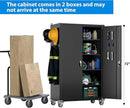 Upgraded Wide & Deep Extra Large Metal Storage Cabinet on Wheels,Lockable Garage Cabinets with 3 Pegboards,2 Tool Pouches for Garage,Office,Assembly Required,Black,43.3''W x 21.6''D x 72''H by GreenHaven Gardens