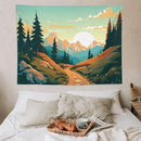 HZOHNAGO Mountain Tapestry Forest Mountain Sunrise Road Pattern Printed Wall Tapestry Wall Hanging for Bedroom Living Room Dorm 80" W x 60" H by CozyNest Decor