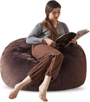 Bean Bag Chair 3Ft, Memory Foam Filled, Large Beanbag Chairs for Adults and Teens, Soft Sofa with Removable Flannel Cover, Round Couch for Living Room Bedroom College Dorm (Brown, 3FT-36×36"×24") by CozyNest Decor