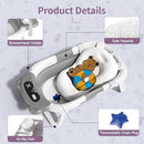 Collapsible Baby Bathtub for Newborn to Toddler (0-18 Month) - Portable Baby Bath Tub for Travel, Newborn Bathtub with Soft Towel and Floating Cushion (Gray) by TinyTreasures Baby Boutique