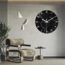 Oversized Decorative Clocks Battery Operated 24 Inch Marble Black Wall Clock for Office Round Non Ticking Wall Clock Silent by CozyNest Decor