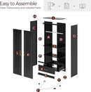 71" Metal Armoire Wardrobe Closet with 2 Doors and Drawer, Tall Wardrobe Cabinet with Hanging Rod and Adjustable Shelves, Black Clothing Storage Cabinets for Bedroom, Home Office by CozyNest Decor