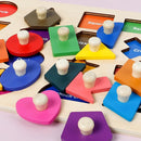 Shape Puzzles Wooden Puzzles for Toddlers, Peg Puzzle Educational Shape Sorter Toys Wooden Shape Board Puzzles, Preschool Learning Educational Toy for Baby Girls Boys by TinyTreasures Baby Boutique